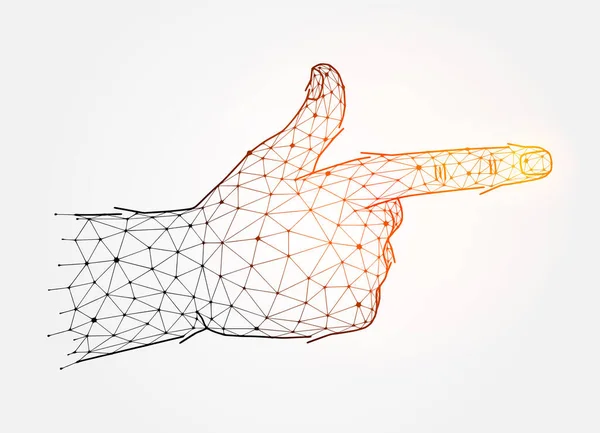 Hand Shooting Gesture Concept Art Finger Gun Polygonal Vector Illustration — Stok Vektör