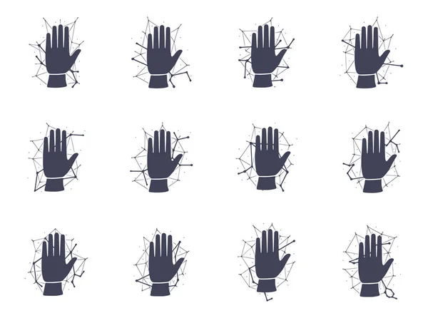Vector Set Hands Zodiac Constellations Hand Drawn Style Zodiac Astrology — 스톡 벡터