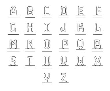 Vector set of name monograms or initials isolated on white background. Creative letters monogram in doodle style.