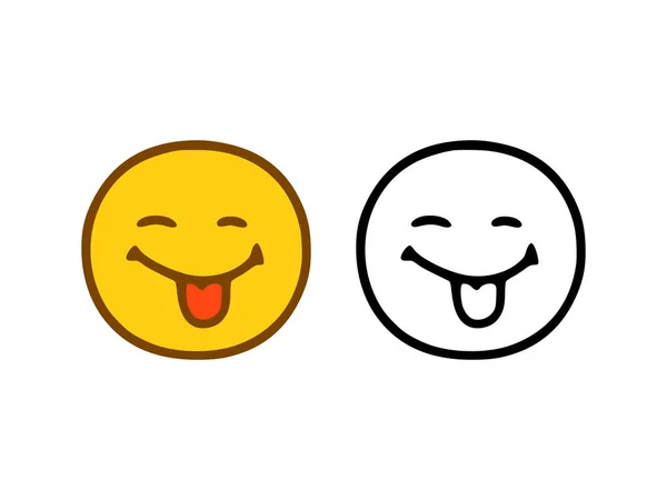 Emoticon Językiem Stylu Doodle Izolowane Białym Tle — Wektor stockowy