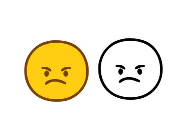 Beyaz arkaplanda izole edilmiş karalama biçiminde kızgın yüz ifadesi