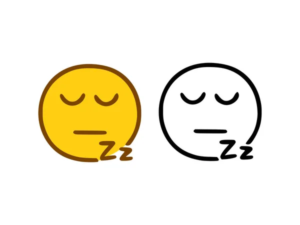 Sleeping Emoticon Doodle Style Isolated White Background — Stock Vector