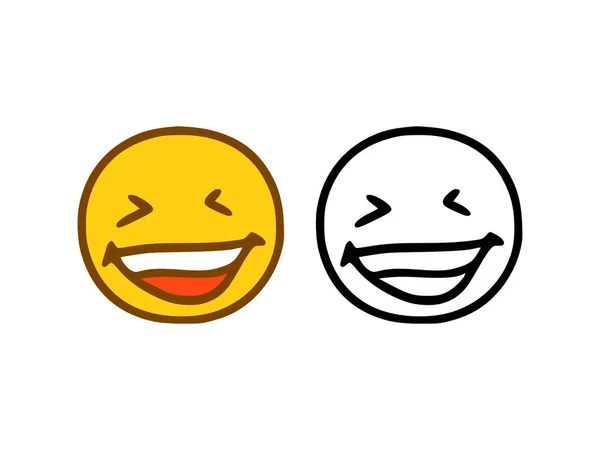 Emoticon Rindo Estilo Doodle Isolado Fundo Branco —  Vetores de Stock