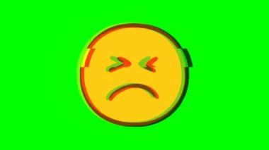 Üzgün surat ifadesi, yeşil arka planda hata etkisi yapıyor. Emoji hareket grafikleri.