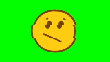 Üzgün surat ifadesi, yeşil arka planda hata etkisi yapıyor. Emoji hareket grafikleri.