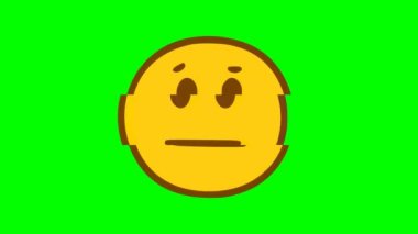 Üzgün surat ifadesi, yeşil arka planda hata etkisi yapıyor. Emoji hareket grafikleri.