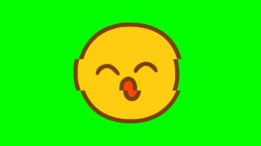 Yeşil arka planda şirin bir duygu bozukluğu etkisi var. Komik bir tip. Emoji hareket grafikleri.