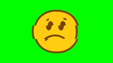 Üzgün surat ifadesi, yeşil arka planda hata etkisi yapıyor. Emoji hareket grafikleri.