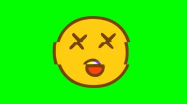 Yeşil arkaplandaki yüz ifadesini öldür. Komik bir tip. Emoji hareket grafikleri.