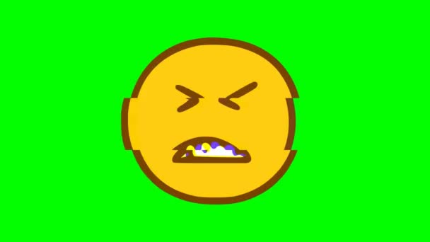 Mauvais Effet Émoticône Souriant Sur Fond Vert Graphiques Mouvement Emoji — Video