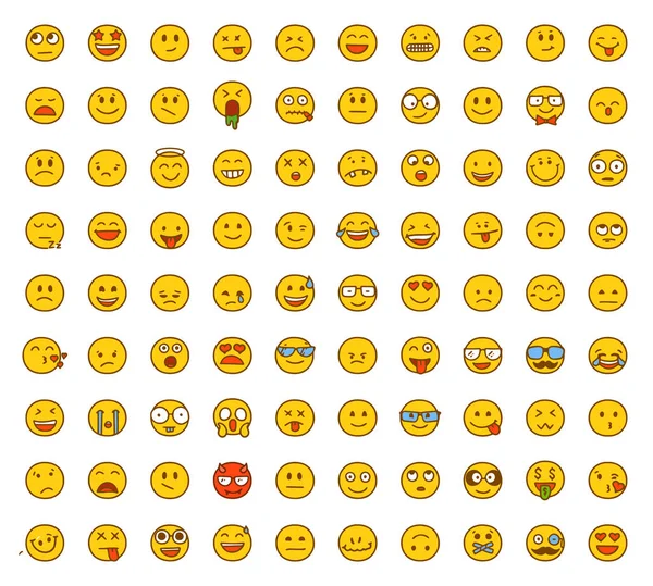 Σύνολο Emoticons Που Δείχνουν Διαφορετικά Συναισθήματα Στυλ Κινουμένων Σχεδίων Που Διάνυσμα Αρχείου
