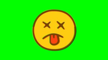 Yeşil arkaplandaki yüz ifadesini öldür. Emoji hareket grafikleri.