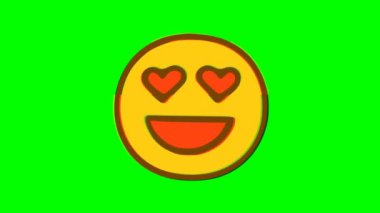 Yeşil arkaplanda duygusal bir bozukluk var. Emoji hareket grafikleri.