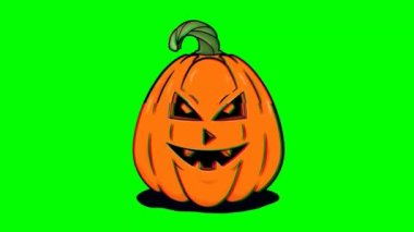 Cadılar Bayramı balkabağı ya da yeşil arka planda Jack O Lantern hatası etkisi. Cadılar Bayramı Hareketi grafikleri.