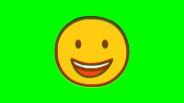 Yeşil arka planda gülen yüz ifade bozukluğu etkisi. Emoji hareket grafikleri.
