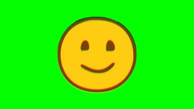 Yeşil arka planda gülen yüz ifade bozukluğu etkisi. Emoji hareket grafikleri.