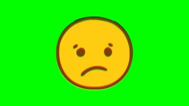Üzgün surat ifadesi, yeşil arka planda hata etkisi yapıyor. Emoji hareket grafikleri.