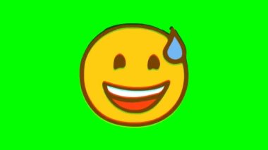 Yeşil arka planda gülen yüz hatasının etkisi. Emoji hareket grafikleri.