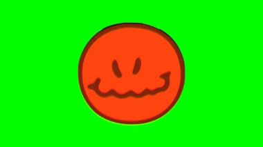 Kötü yüz ifadesi, yeşil arka planda bozulma etkisi yaratıyor. Emoji hareket grafikleri.