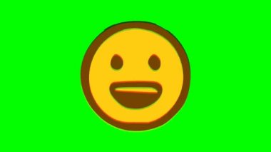 Yeşil arka planda gülen yüz ifade bozukluğu etkisi. Emoji hareket grafikleri.