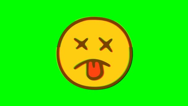 Uccidere Faccina Emoticon Effetto Glitch Sfondo Verde Grafica Movimento Emoji — Video Stock