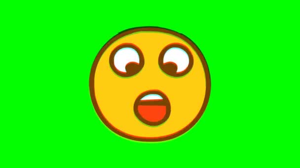 Efeito Falha Emoticon Tolo Fundo Verde Gráficos Movimento Emoji — Vídeo de Stock