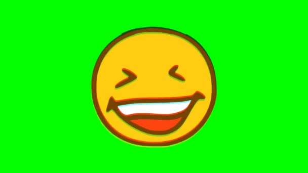 Effet Glitch Émoticône Riant Sur Fond Vert Graphiques Mouvement Emoji — Video