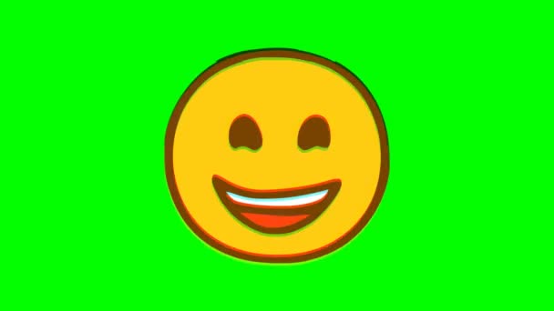 Effet Glitch Émoticône Riant Sur Fond Vert Graphiques Mouvement Emoji — Video