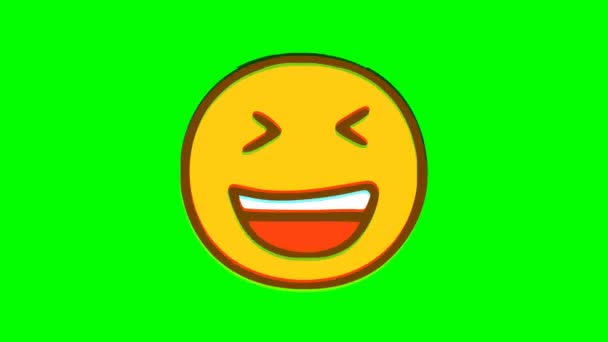 Efeito Falha Emoticon Rindo Fundo Verde Gráficos Movimento Emoji — Vídeo de Stock