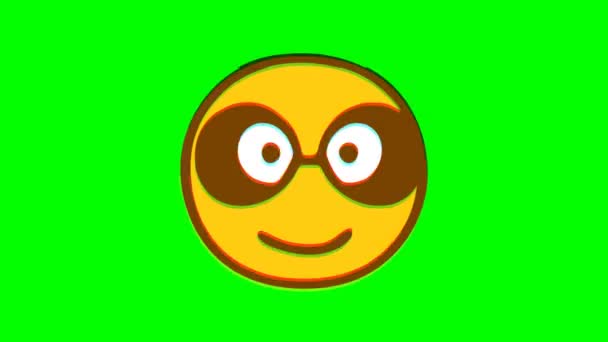 Effet Glitch Émoticône Fantaisie Sur Fond Vert Graphiques Mouvement Emoji — Video