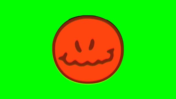 Ondskapsfull Ansiktemotikon Glitch Effekt Grønn Bakgrunn Emoji Bevegelsegrafikk – stockvideo