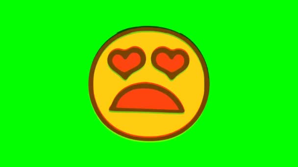 Triste Efeito Falha Amor Fundo Verde Gráficos Movimento Emoji — Vídeo de Stock