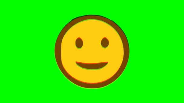Efeito Falha Emoticon Rosto Feliz Fundo Verde Gráficos Movimento Emoji — Vídeo de Stock