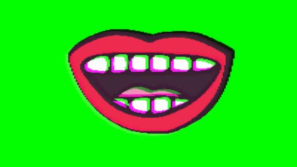 Bouche Lèvres Avec Effet Glitch Sur Fond Vert Graphiques Mouvement — Video