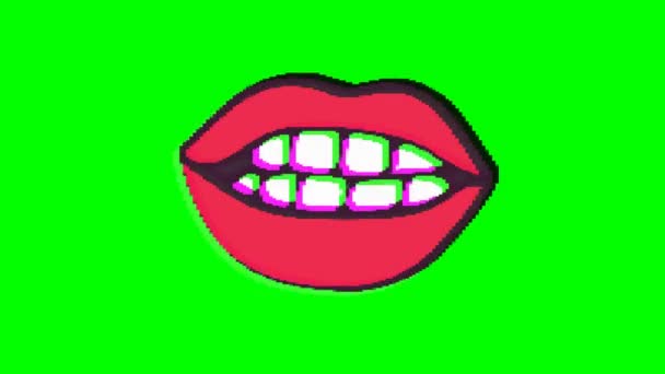 Bouche Lèvres Avec Effet Glitch Sur Fond Vert Graphiques Mouvement — Video