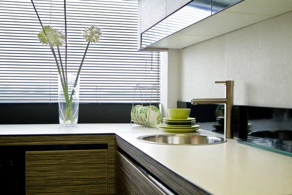 Kitchen interior with jalousie — Stock Photo, Image