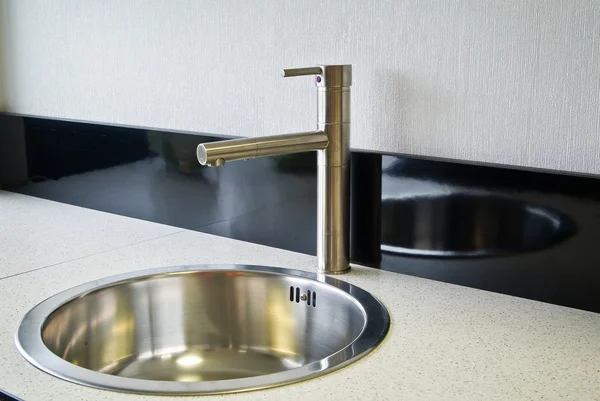 Stainless steel sink on the kitchen — Stock Photo, Image