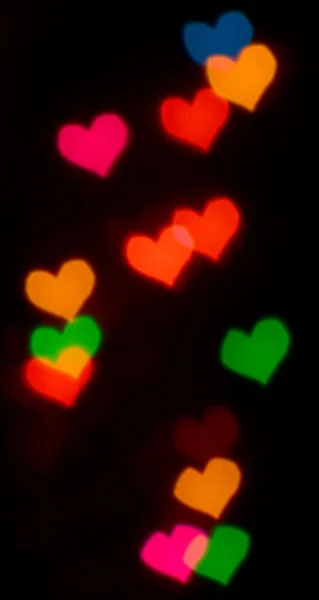 Valentinstag Tageskarte Hintergrund mit unscharfer Farbe Herz Bokeh — Stockfoto