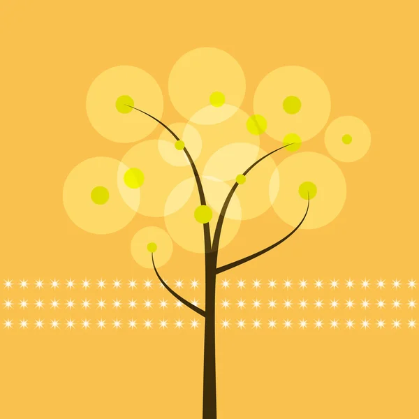 Árbol abstracto con fondo amarillo — Vector de stock