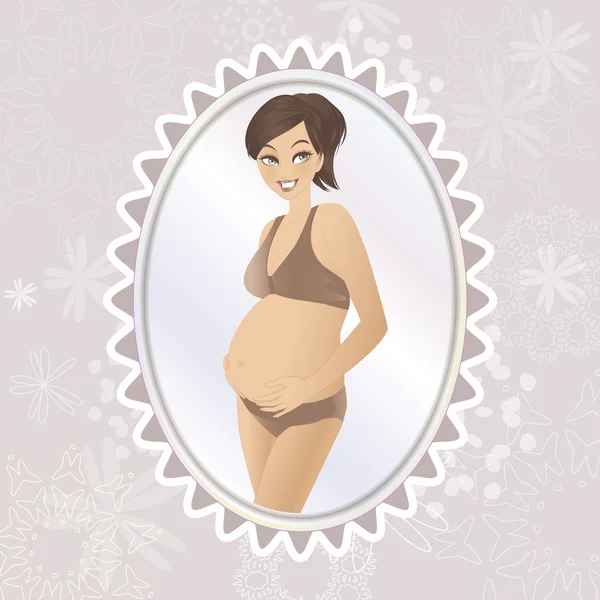 Femme enceinte dans le miroir — Image vectorielle