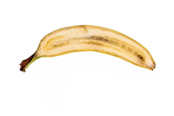 Половина банана на білому тлі — стокове фото