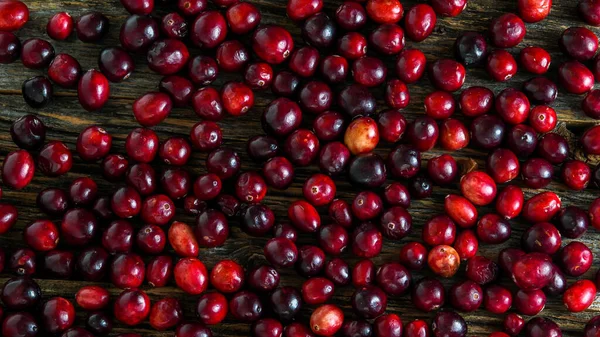 Cranberry Achtergrond Rustieke Houten Achtergrond Met Tekstruimte — Stockfoto