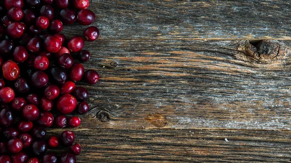 Cranberry Achtergrond Rustieke Houten Achtergrond Met Tekstruimte — Stockfoto
