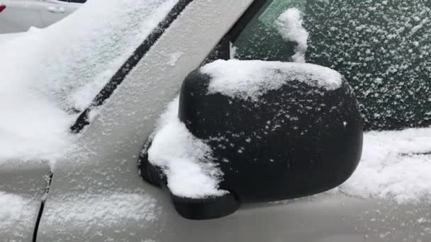 Norwalk Verenigde Staten Februari 2021 Auto Buiten Parkeren Bij Winterweer — Stockvideo