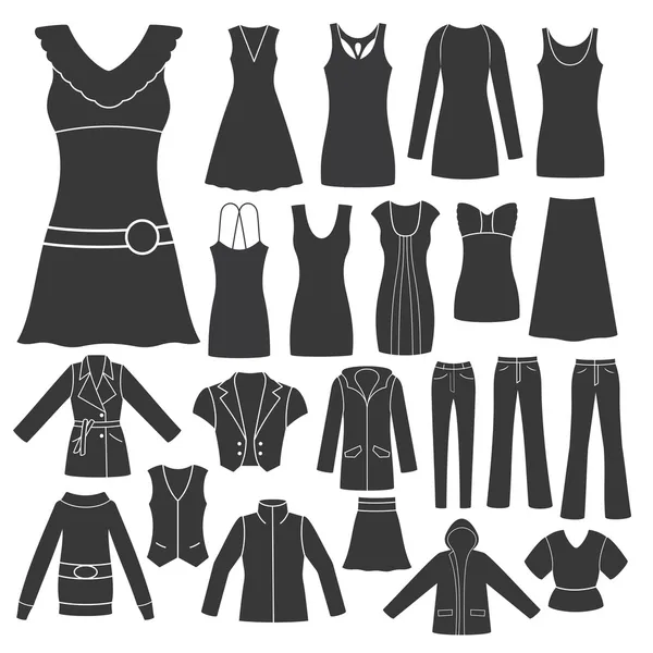 Set van kleding van de vrouw. — Stockvector