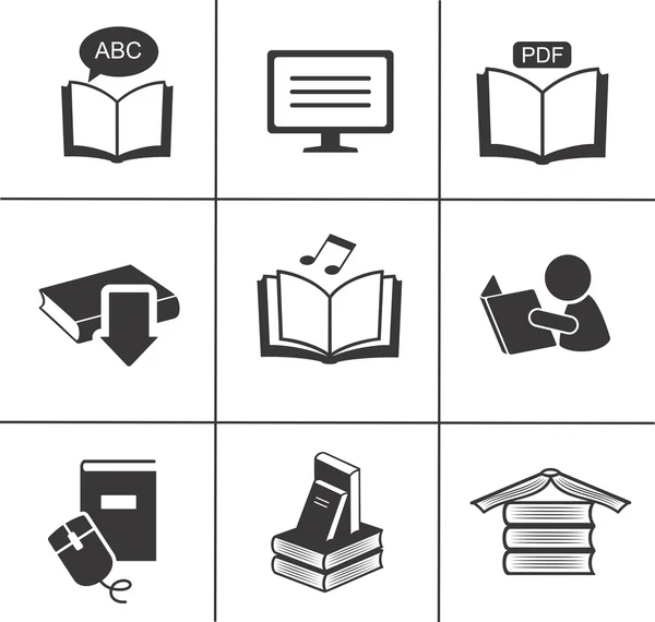 Libro iconos conjunto. — Vector de stock