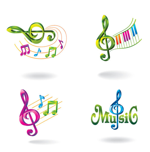 Set of color music icons.