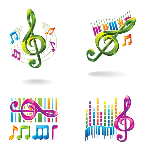 Conjunto de iconos de música en color . — Vector de stock