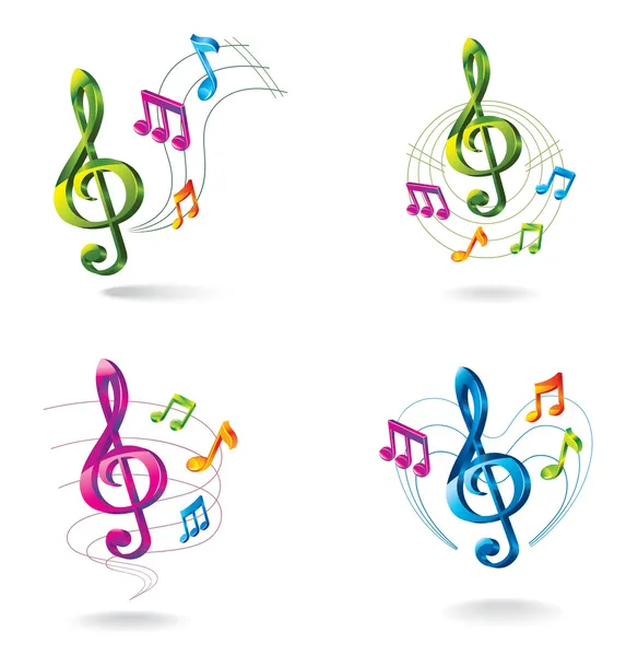 Conjunto de iconos de música en color . — Vector de stock