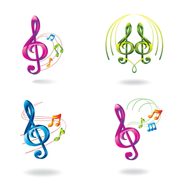 Conjunto de iconos de música en color . — Vector de stock